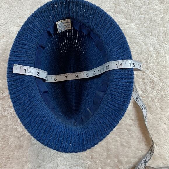 Vintage woven blue womens ribbon and button fedora - Picture 14 of 16